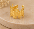 Gold Textured Drip Wide Cuff Ring | MPS & Co.