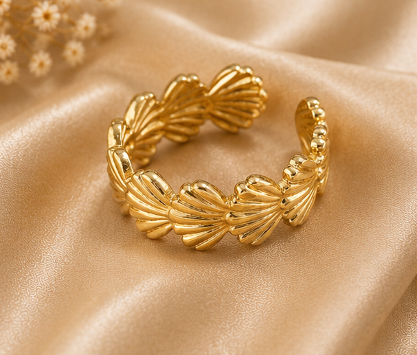 Textured Seashell Band Adjustable Ring | MPS & Co.
