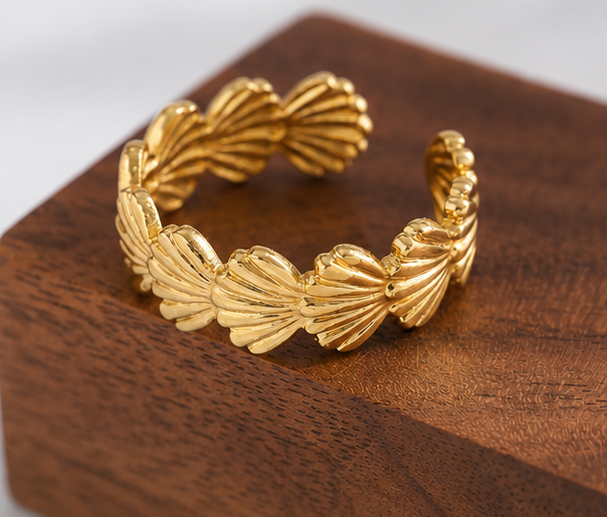Textured Seashell Band Adjustable Ring | MPS & Co.