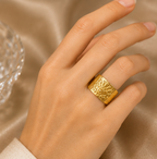 Textured Evil Eye Sunburst Wide Adjustable Ring | MPS & Co.