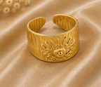 Textured Evil Eye Sunburst Wide Adjustable Ring | MPS & Co.