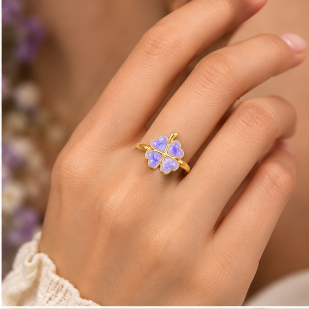 Lavender Clover Enamel Statement Ring | MPS & Co.