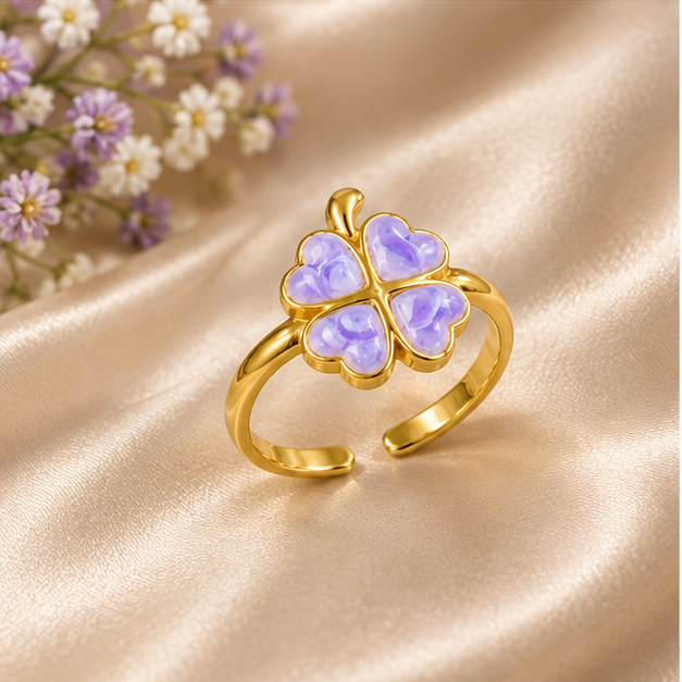 Lavender Clover Enamel Statement Ring | MPS & Co.
