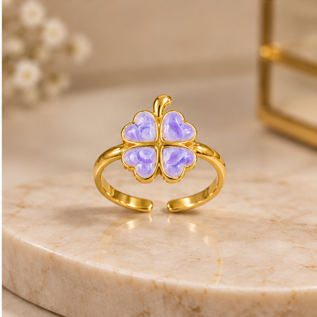 Lavender Clover Enamel Statement Ring | MPS & Co.