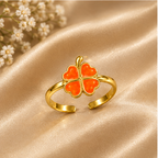 Vibrant Orange Clover Adjustable Ring | MPS & Co.