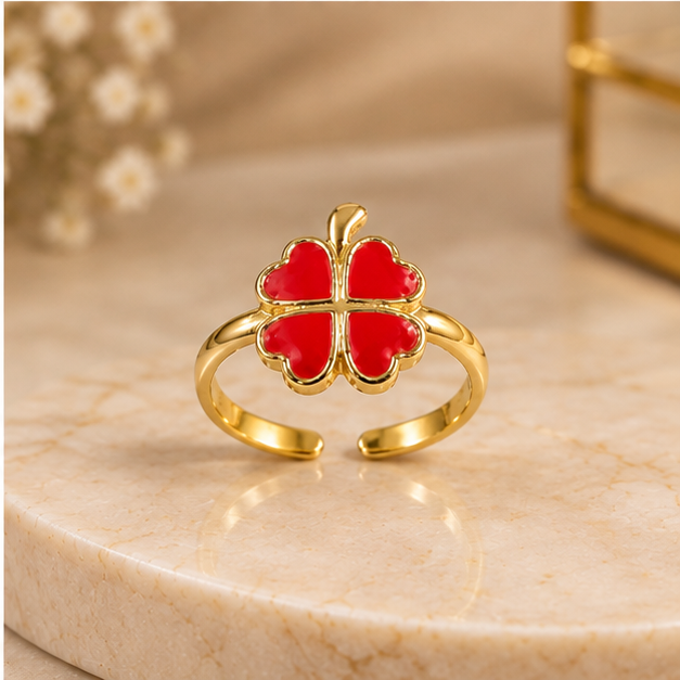 Classic Red Clover Enamel Ring | MPS & Co.