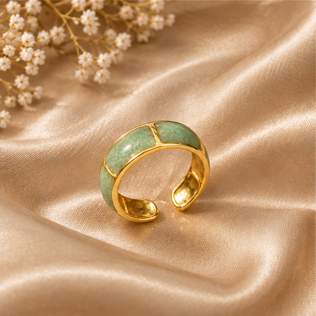 Earthy Green Marble Textured Band Ring | MPS & Co.