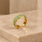 Earthy Green Marble Textured Band Ring | MPS & Co.