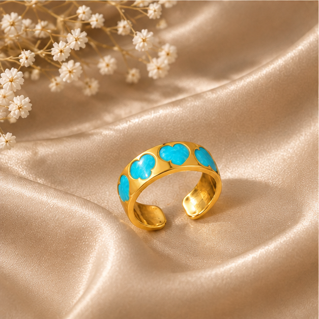 Turquoise Heart Patterned Band Ring | MPS & Co.
