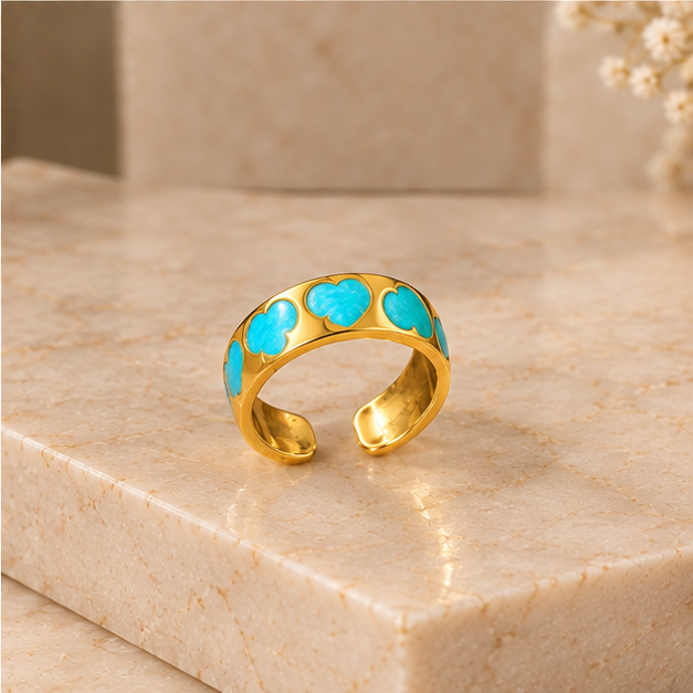 Turquoise Heart Patterned Band Ring | MPS & Co.