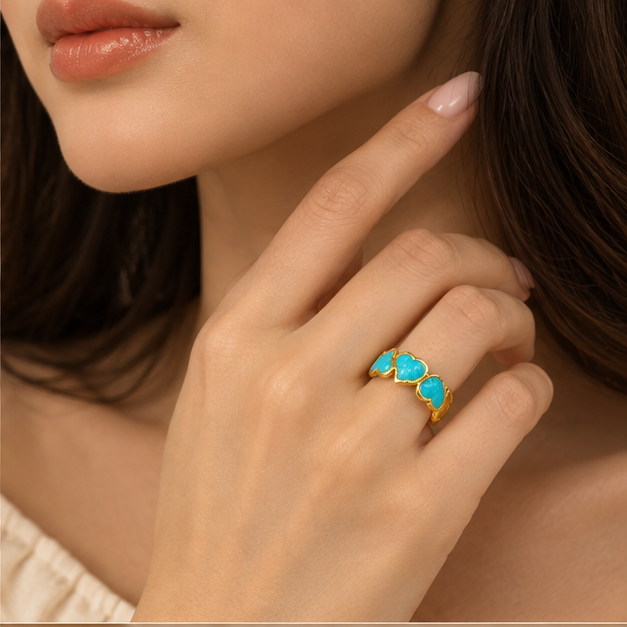 Turquoise Textured Heart Eternity Ring | MPS & Co.