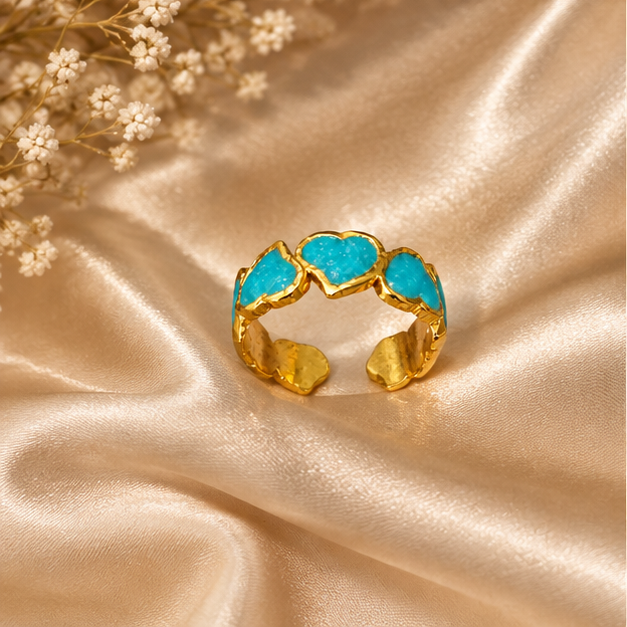 Turquoise Textured Heart Eternity Ring | MPS & Co.