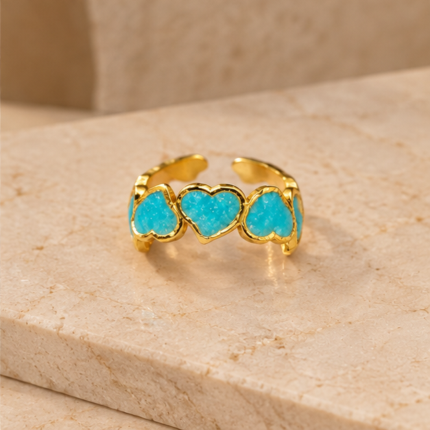 Turquoise Textured Heart Eternity Ring | MPS & Co.