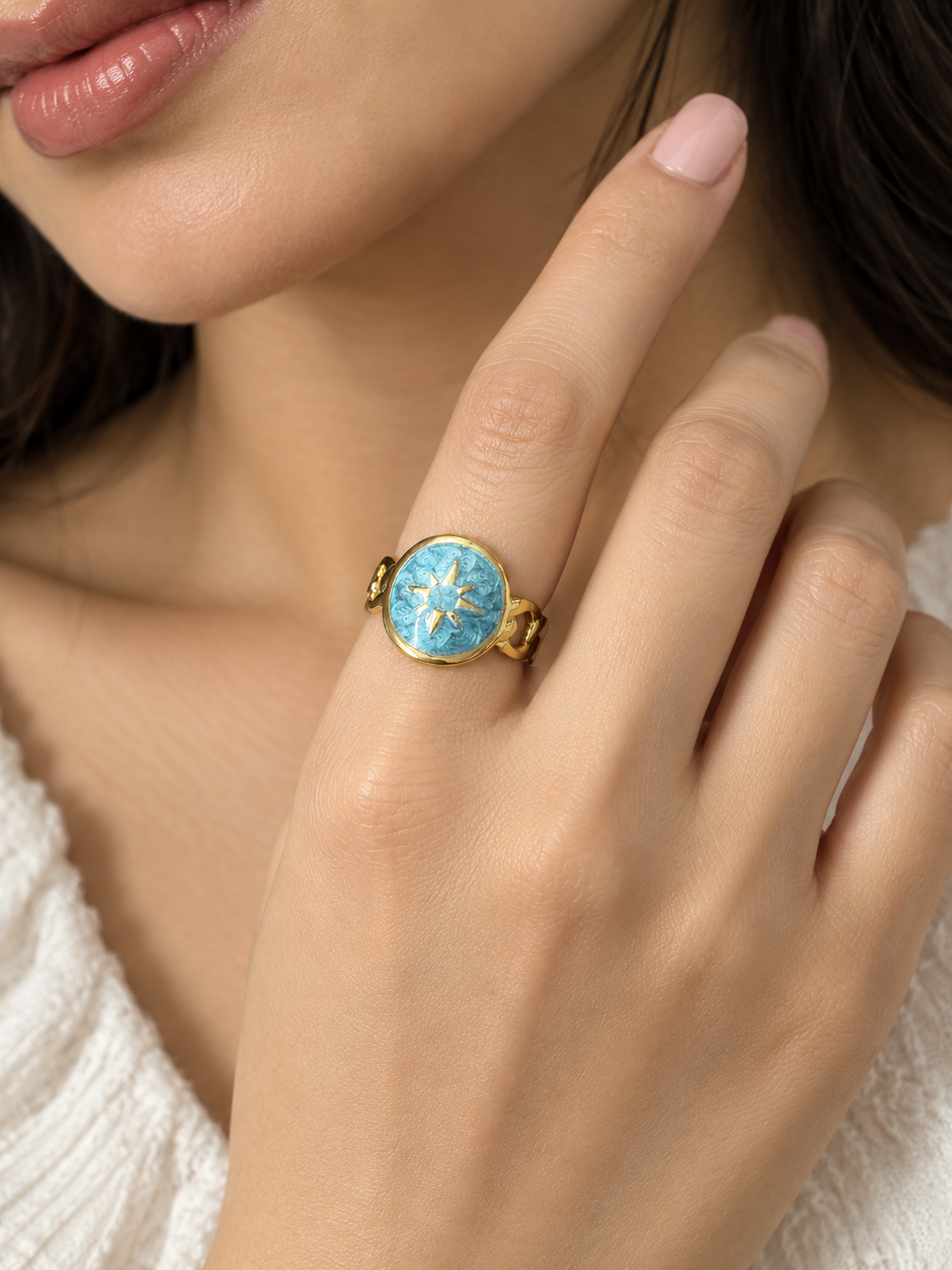 Sky Blue Celestial Sunburst Ring | MPS & Co.