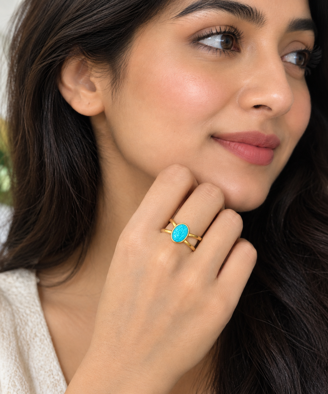 Turquoise Blue Oval Split-Band Ring | MPS & Co.