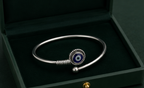 925 Silver Unisex Minimalist Evil Eye Cuff Bracelet | MPS & Co.
