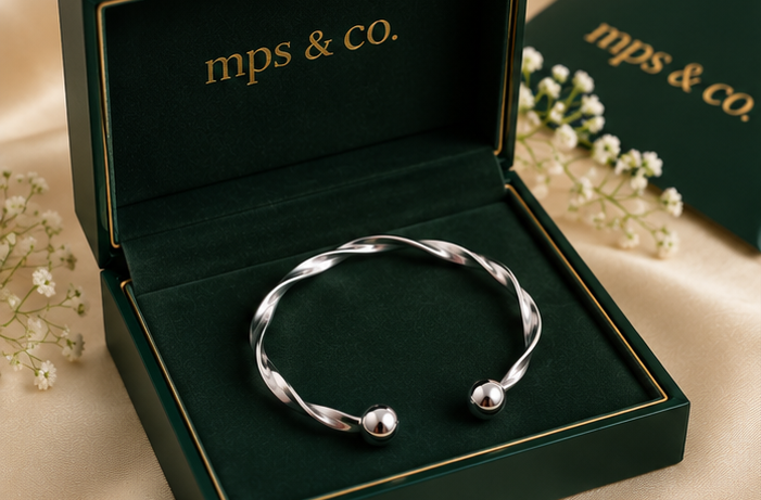 925 Silver Unisex High-Shine Twisted Bypass Cuff Bracelet | MPS & Co.