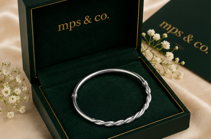 925 Silver Unisex Delicate Twisted Slip-On Bracelet | MPS &amp; Co.
