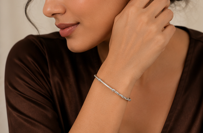 925 Silver Unisex Delicate Twisted Slip-On Bracelet | MPS &amp; Co.