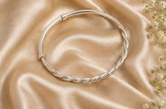 925 Silver Unisex Delicate Twisted Slip-On Bracelet | MPS &amp; Co.