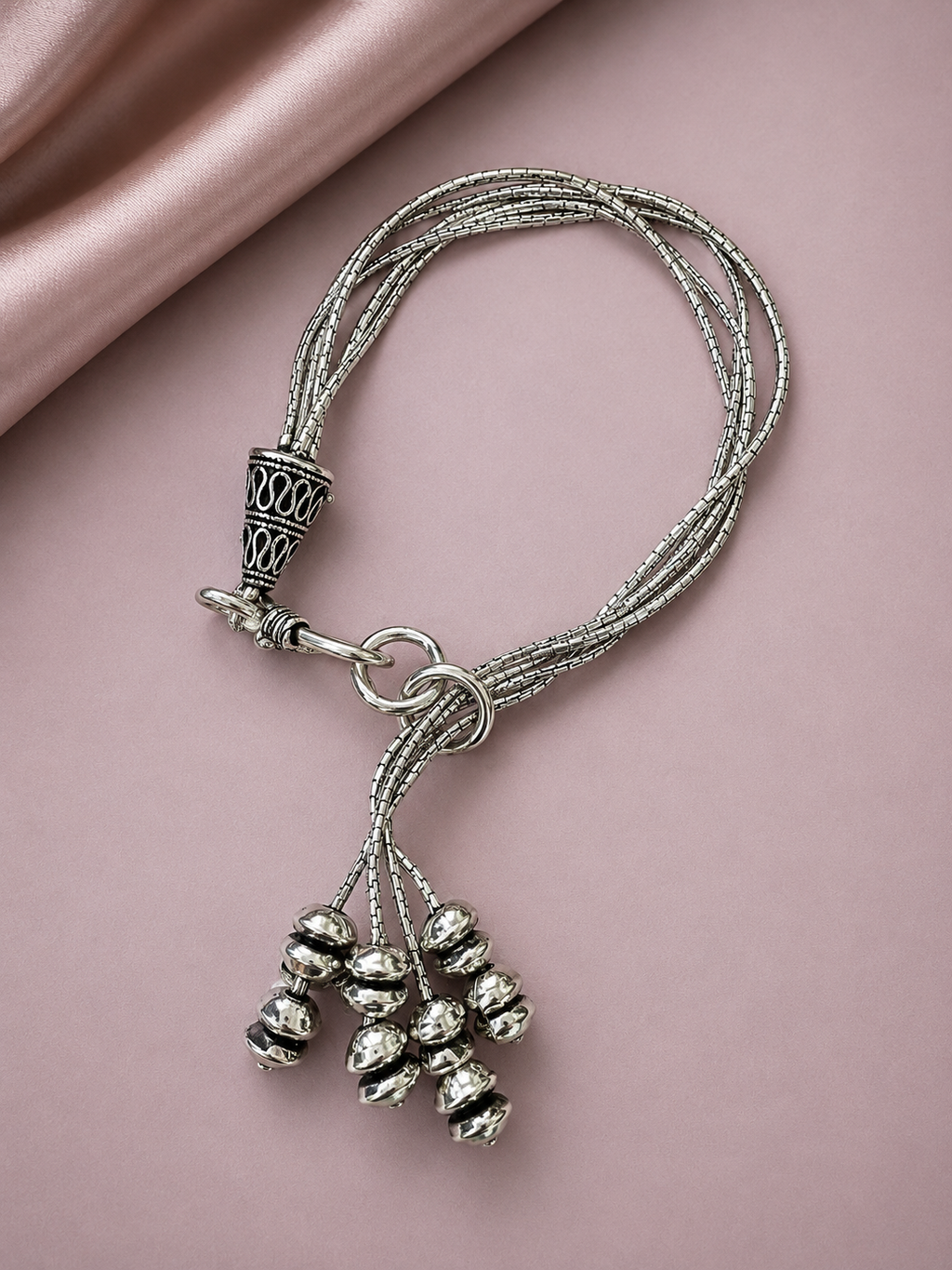 925 Silver Ribbed Bead Multi-Strand Bracelet | MPS & Co.