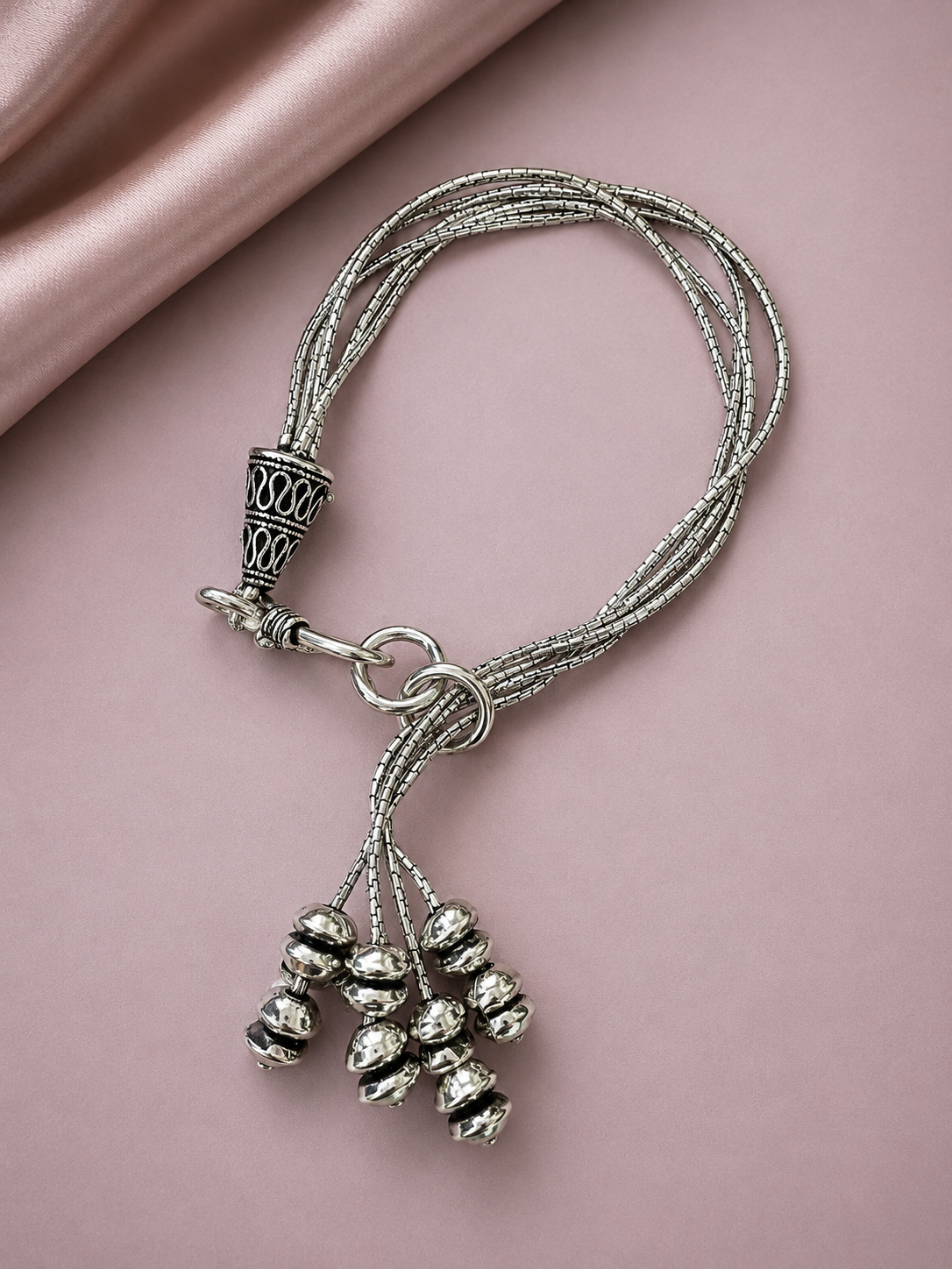 925 Silver Ribbed Bead Multi-Strand Bracelet | MPS & Co.