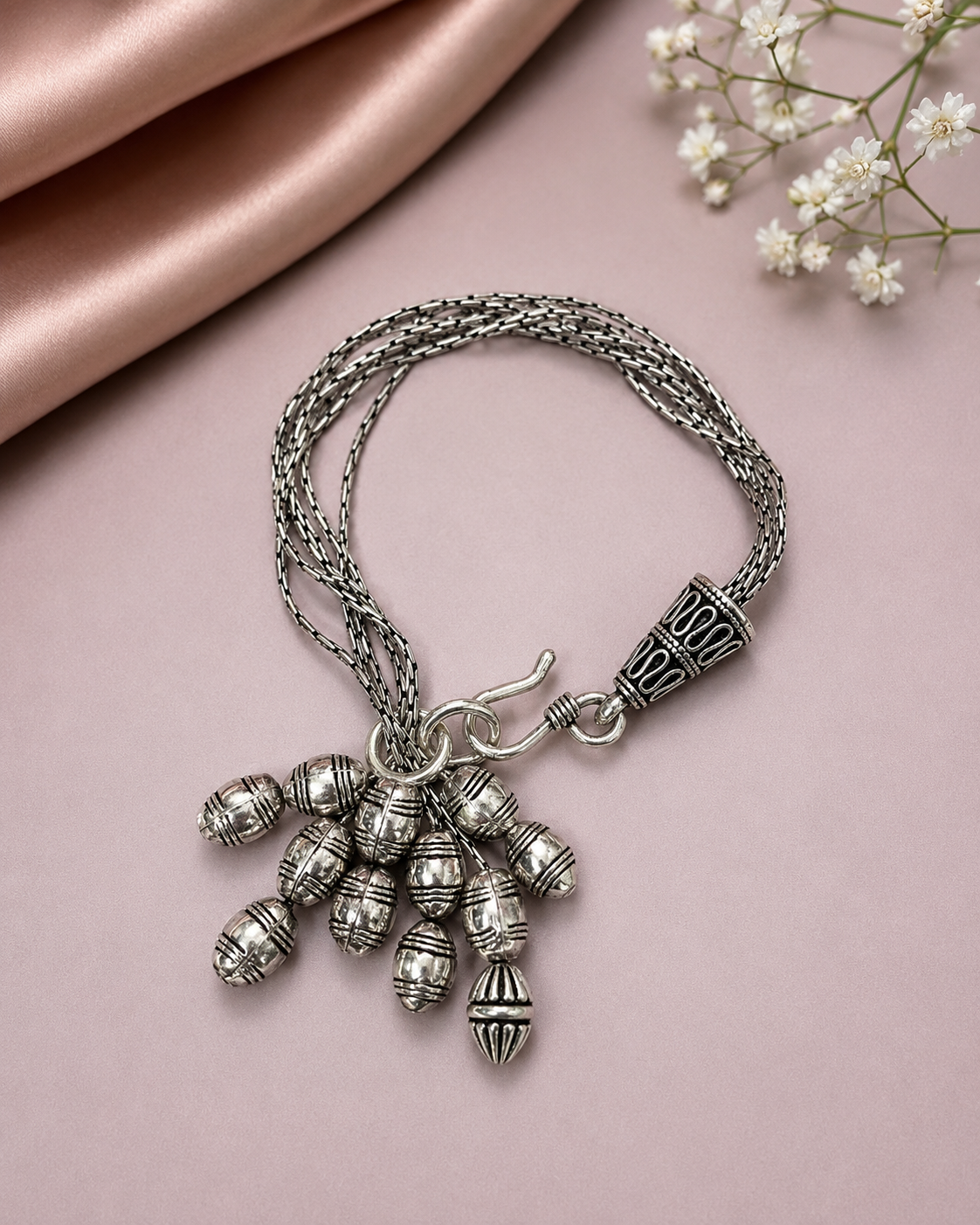 925 Silver Oval Bead Multi-Strand Bracelet | MPS & Co.