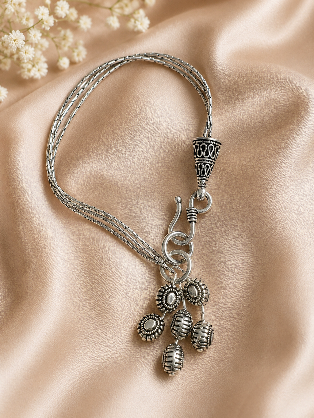 925 Silver Medallion Charm Multi-Strand Bracelet | MPS & Co.