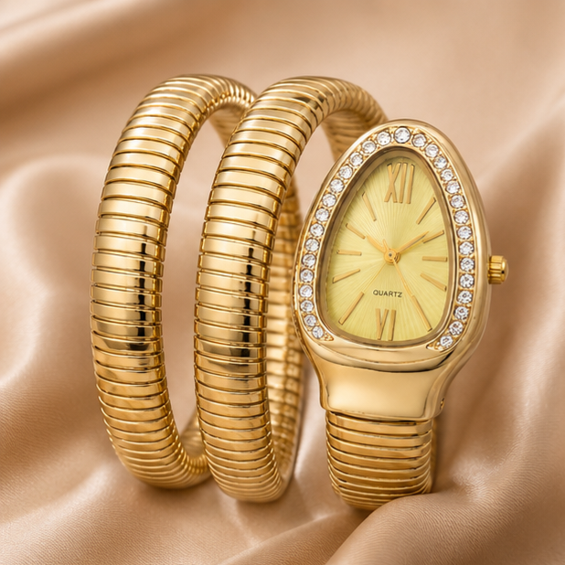 Gold Serpent Dial Coiled Wrap Watch | MPS & Co.