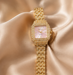 Gold Square Pink Dial Bracelet Watch | MPS & Co.