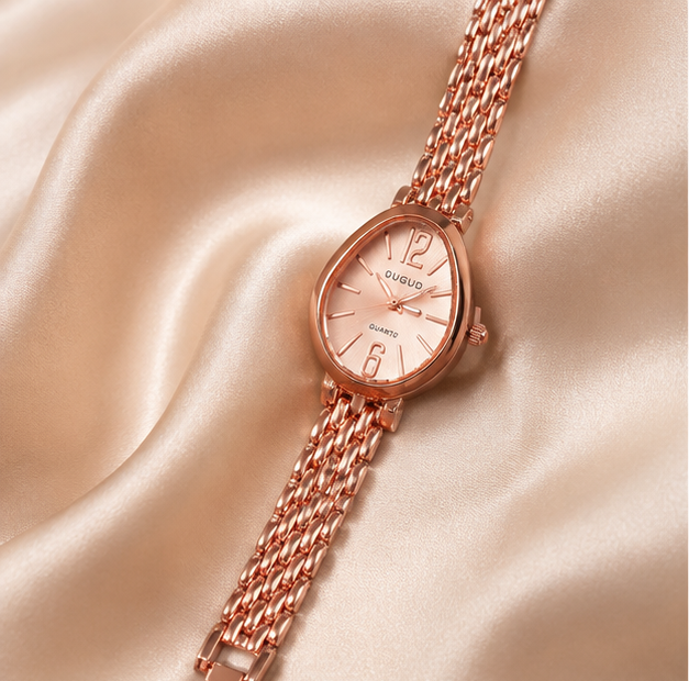 Rose Gold Oval Dial Mesh Watch | MPS & Co.
