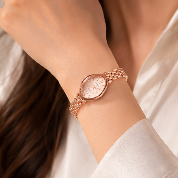 Rose Gold Oval Dial Mesh Watch | MPS & Co.