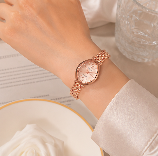 Rose Gold Oval Dial Mesh Watch | MPS & Co.