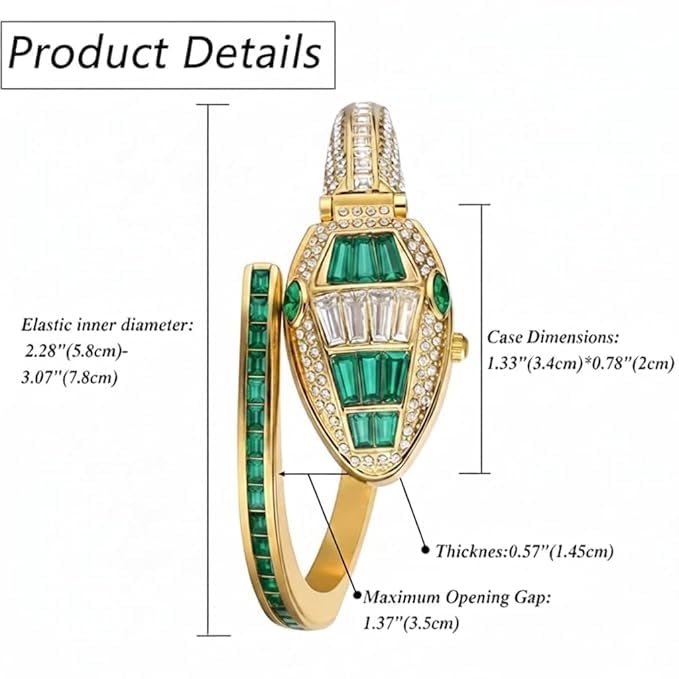 Luxury Green Crystal Serpent Watch Bracelet | MPS & Co.